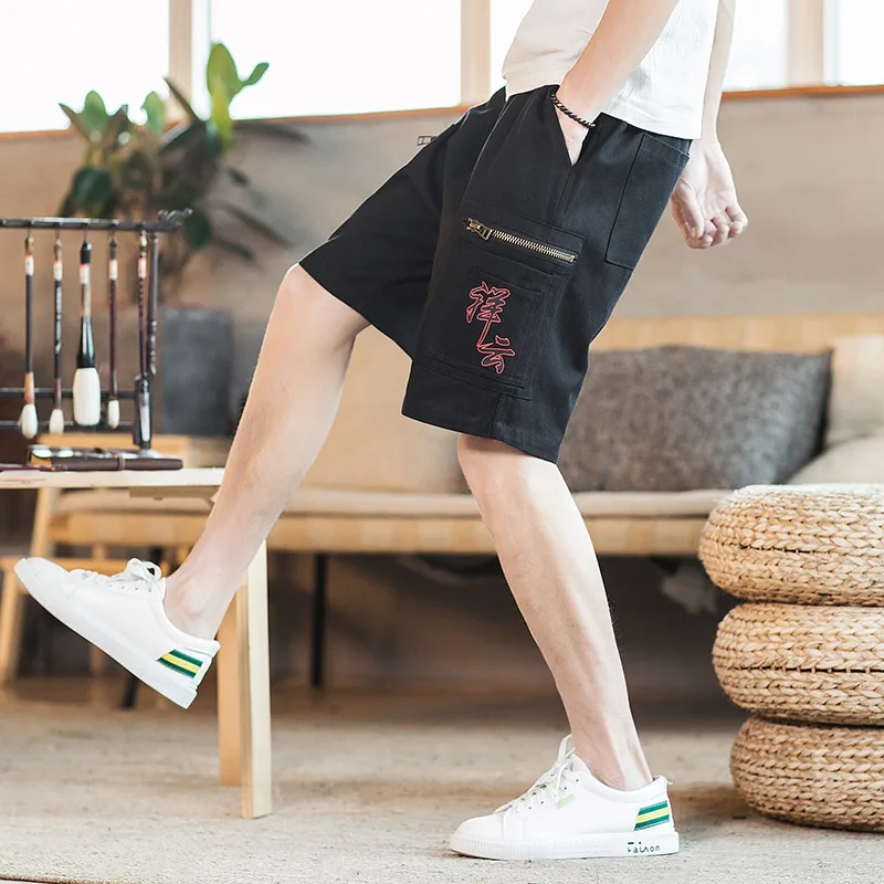 

Chinese Style Mens Shorts Leisure Cotton Multi-Pocket Men Bermuda Shorts 2020 Summer New Man Beach Short Pants Large Size M-6XL