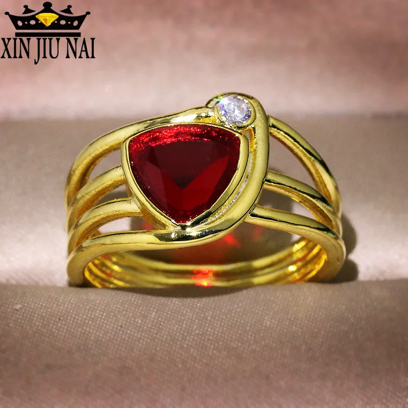 Новое большое кольцо ZC с красным Рубином классическое роскошное Королевское