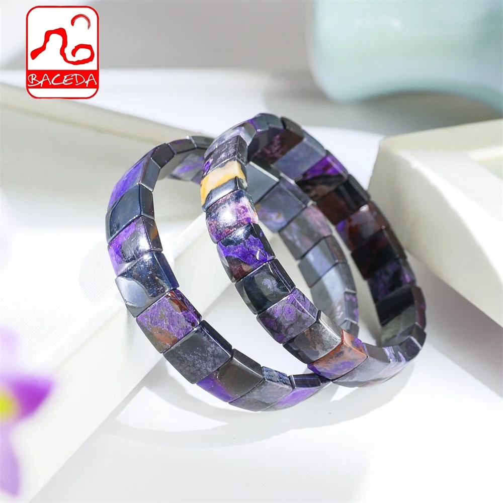 

Натуральные кристаллы Baceda HQ Sugilite, эластичный браслет, натуральный драгоценный камень с сертификатом и подарочной коробкой