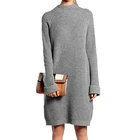 Зимнее утепленное платье-свитер средней длины 2019, пуловер, женское свободное цельное платье, верхняя одежда с круглым вырезом, базовый свитер