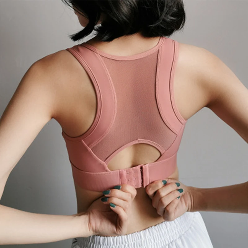Pink Push Up Sports Top Gym Women Yoga For Fitness Mesh Hollow Womens Gsleeveless Running Padded Tank Athletic Vest | Спорт и