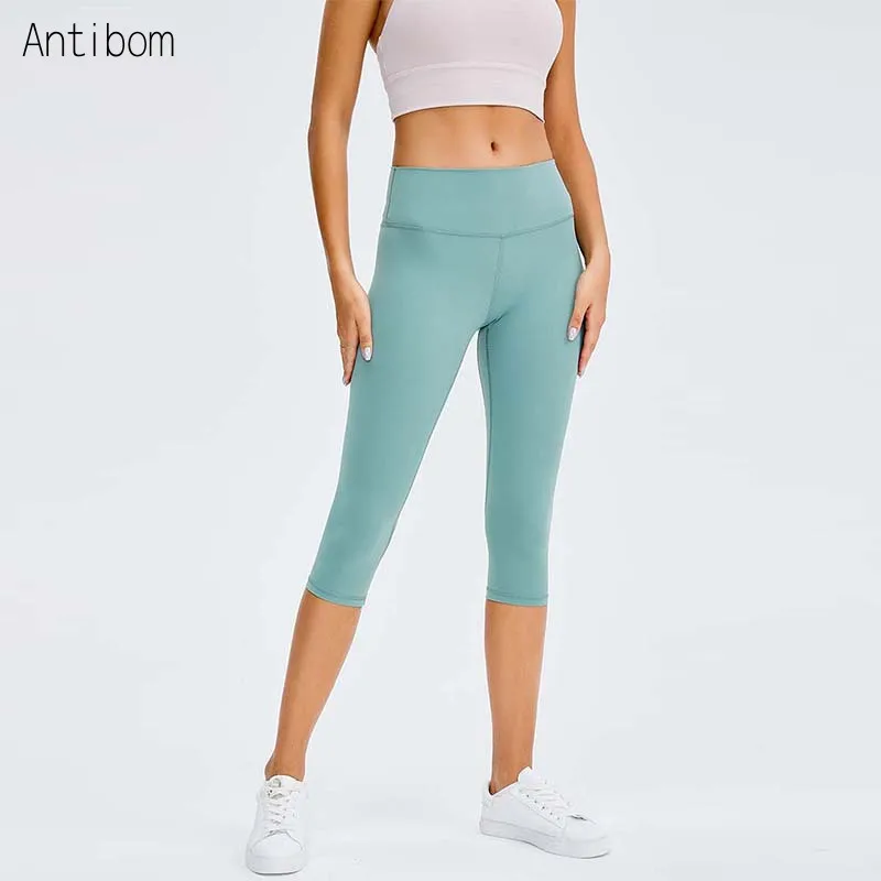 Antibom Gym Leggings Women High Waist Elastic Squat Proof Fitness Calf-Length Pants Running Quick-Dry Plus Size Sexy Yoga Tights