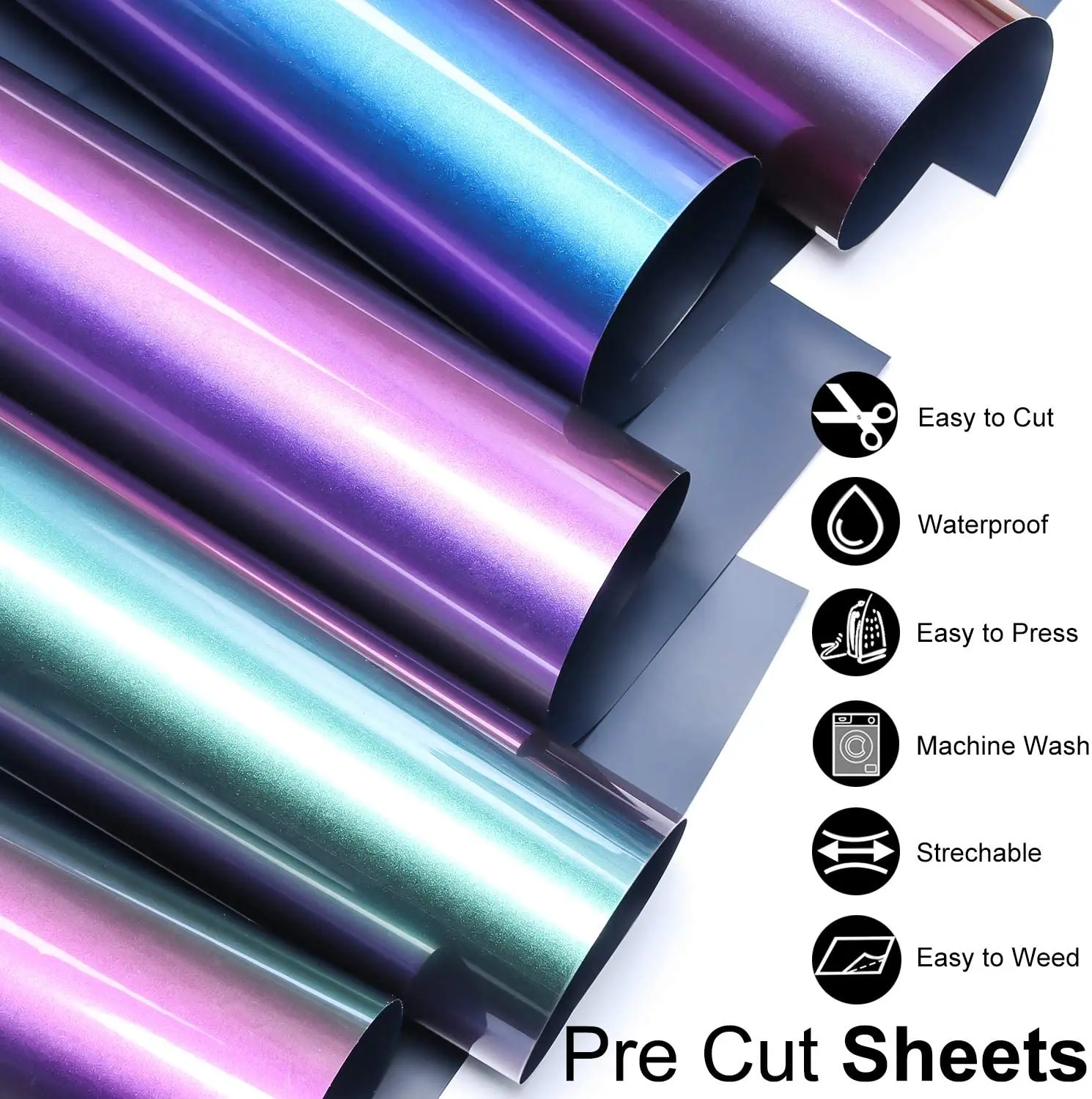 M&aacute;quina de prensado de calor para camisetas, 10 colores diferentes, 12 "x 10"/30x25cm, cambia el camale&oacute;n, transferencia de calor, vinilo noctilucente, plancha en HTV-0