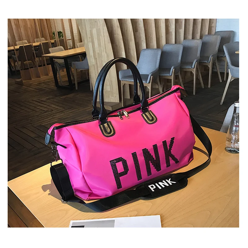 2019 большая Вместительная дорожная сумка для спортзала розовая Повседневная на