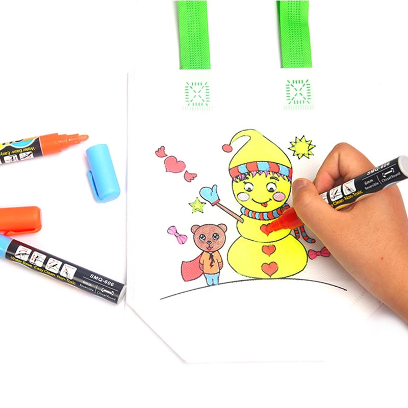 

10PCS /Set Baby Toys Drawing Toys DIY Children Hand Painting Handheld Canvas Bag Handmade Graffiti Game With Different Patterns
