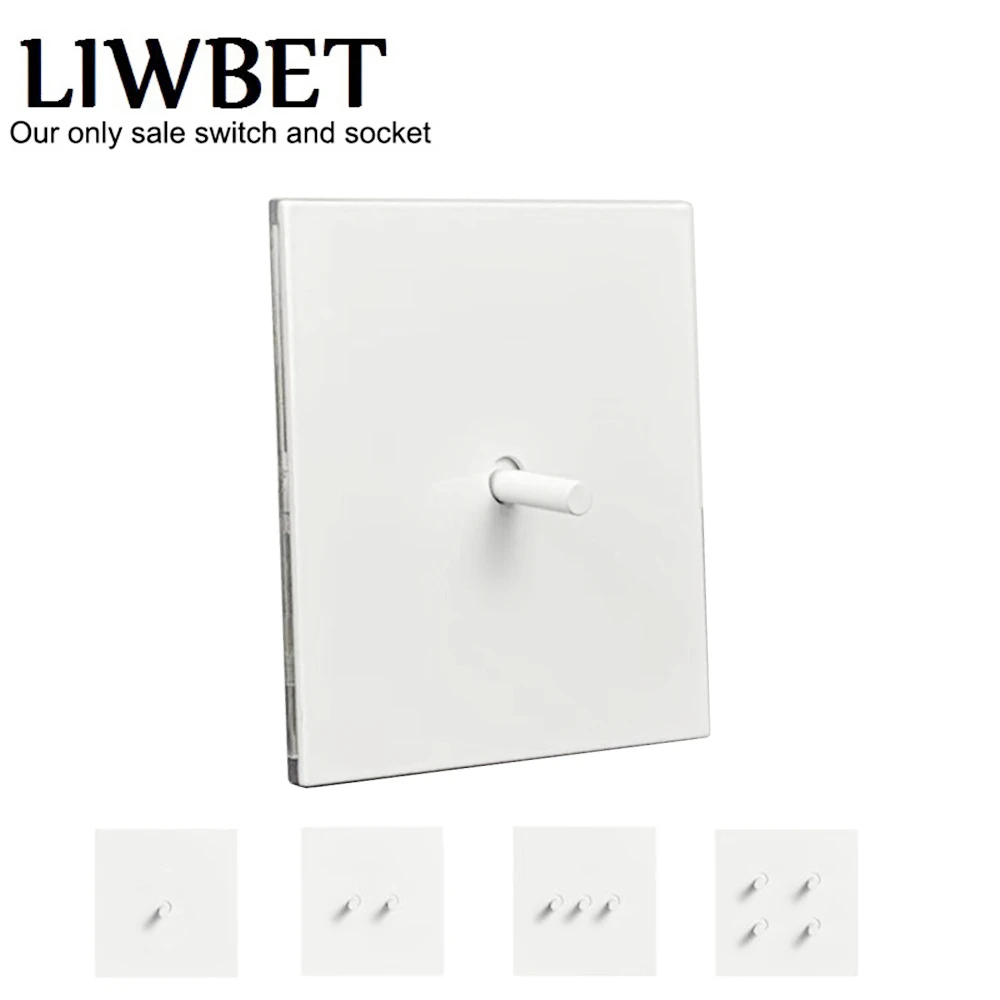 Настенный переключатель LIWBET белого цвета с металлической панелью 1 комплект 2