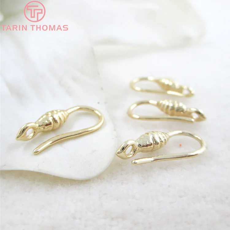 (33206)10PCS Height 13MM 24K Champagne Gold Color Plated Brass Earring Hooks Jewelry Findings Accessories | Украшения и