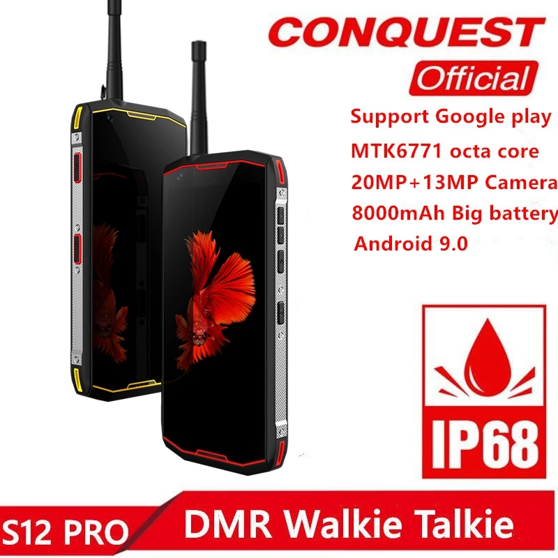 IP68 Водонепроницаемый CONQUEST S12 Pro прочный телефон Helio P70 Восьмиядерный 6 + 128 ГБ 8000 мАч