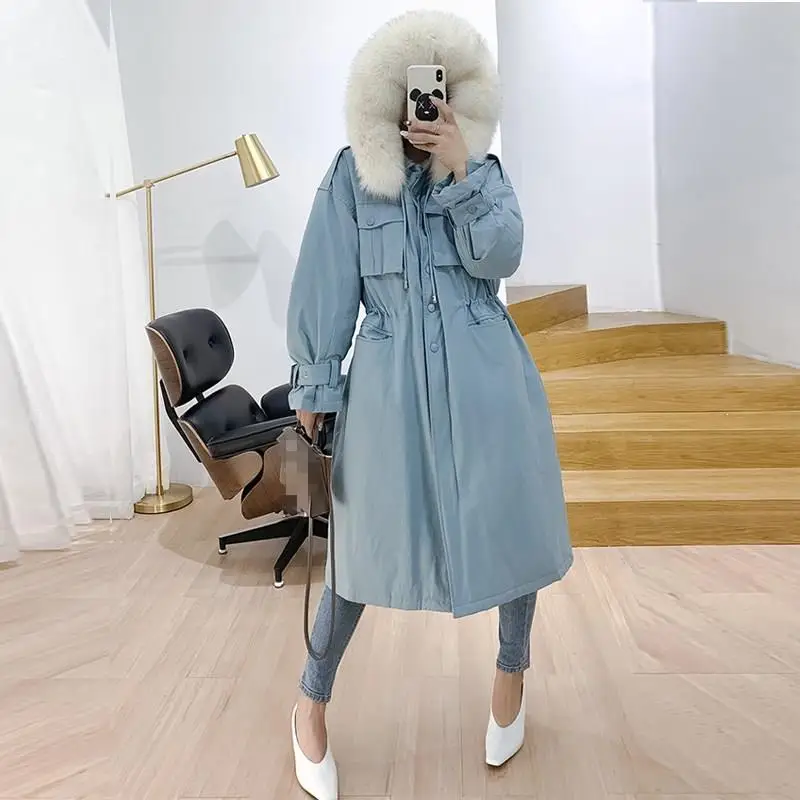 2019 женское ветрозащитное теплое зимнее пальто на утином пуху Воротник из