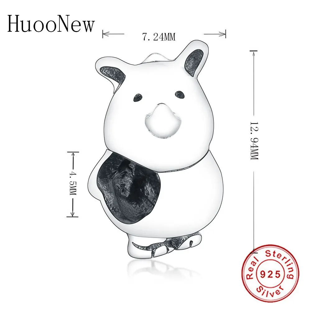 

Fit Original Pandora Charm Bracelet 925 Sterling Silver European Rino Rhinoceros Hand Love Heart Bead Making Berloque 2019 New