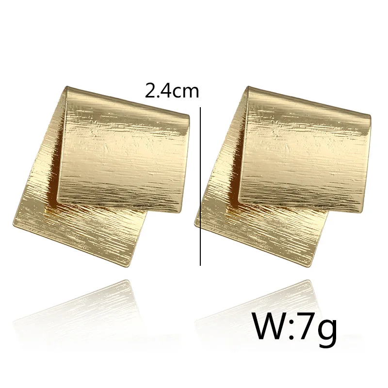 

Gold Overlapping Square Square Alloy Stud Earrings
