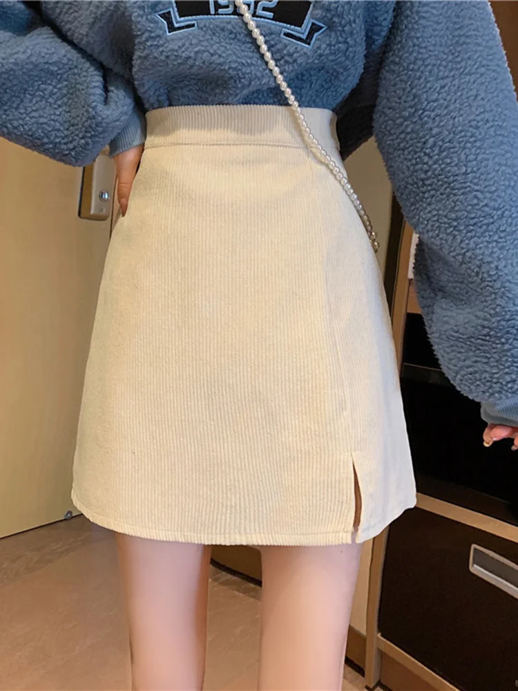 Женская юбка на весну и осень 2021 НОВАЯ тонкая универсальная Вельветовая короткая