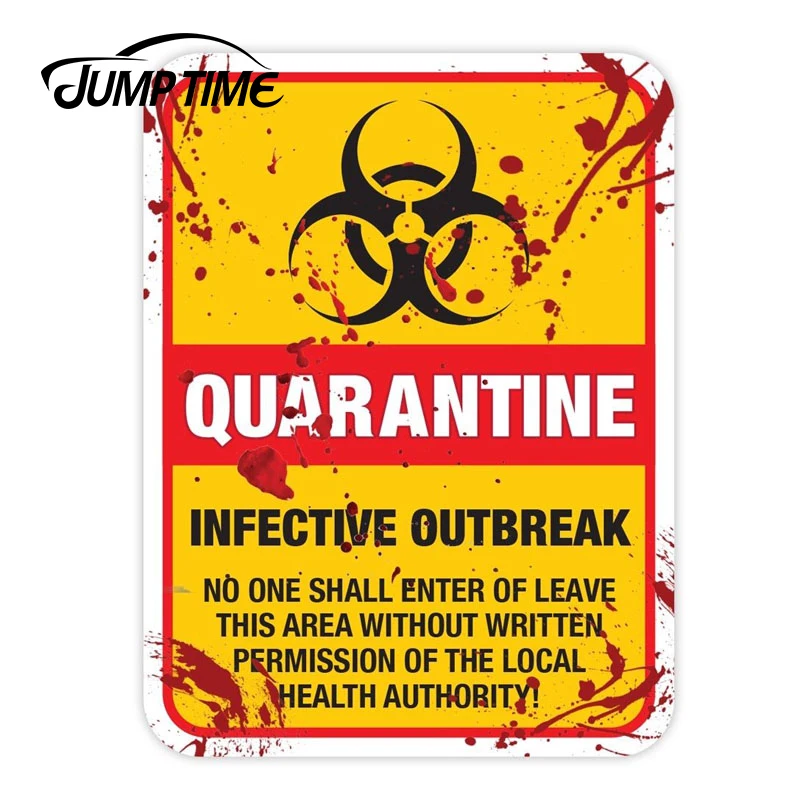 

JumpTime 13cm X 9.69cm Car Stickers ZOMBIE Warning Quarantine Infected Area Caution Halloween Decals Window Rear Windshield