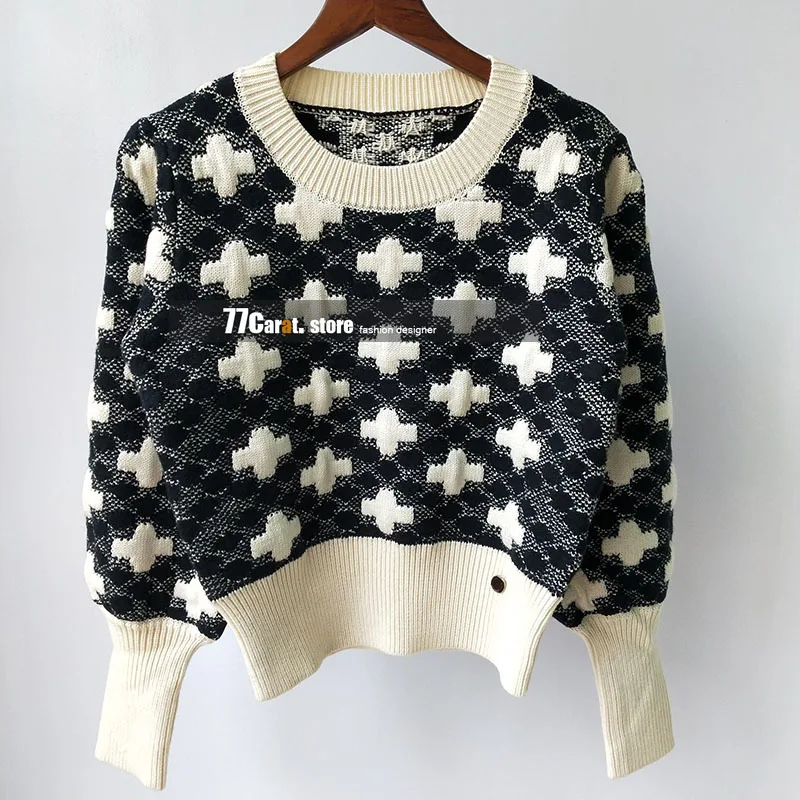 

new style luxury fashion sweater for women autumn logo jacquard flare sleeve designer sweaters jumpers high end clothes pullover