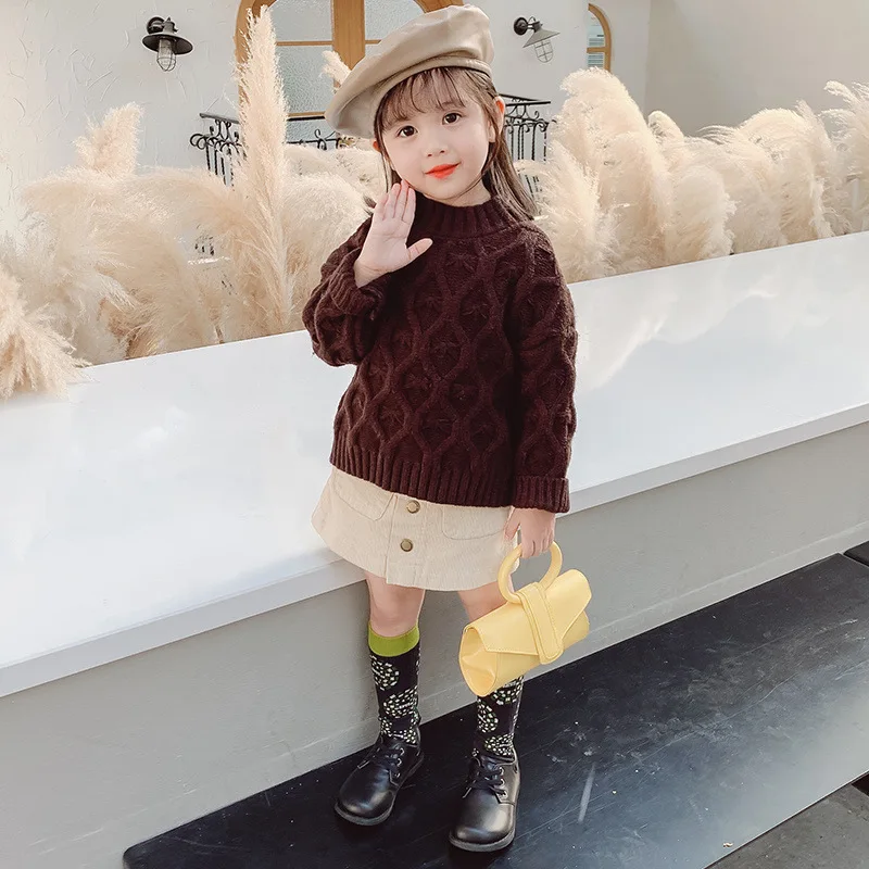 

Hot Sale Baby Wool Sweater Winter Spring Warm Girls Thicken Outerwear Long Sleeve Cotton For Kids Costume Teenagers Tops 2021