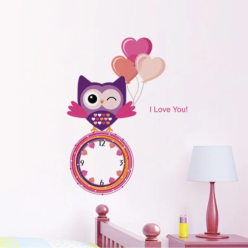 2017 модные современные настенные часы наклейки на стену с рисунком совы