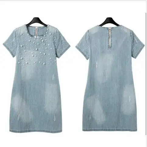 Женское платье футболка черные и розовые джинсы с бисером размер XL 5XL размера