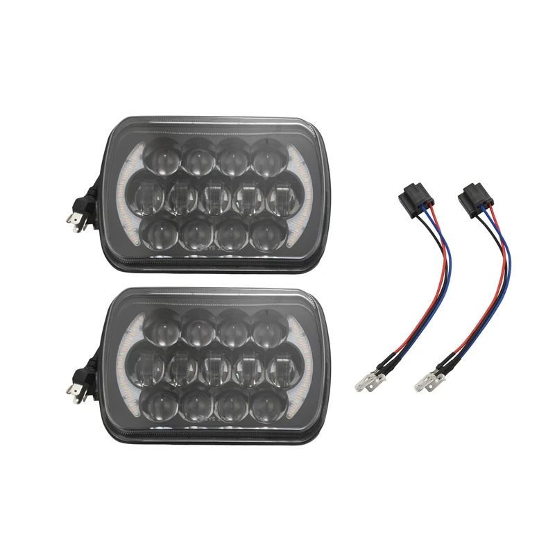 

(Pair) 210W 5X7 Inch 7X6 Inch Projector High Low Beam Led Headlights with Angel Eyes DRL for Chevrolet Jeep Cherokee XJ H6054 H5
