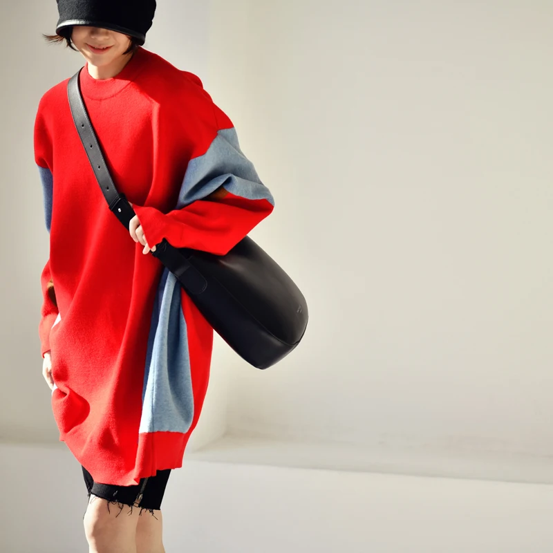 Утепленное шерстяное платье MICOCO M832 большого размера с круглым цветным