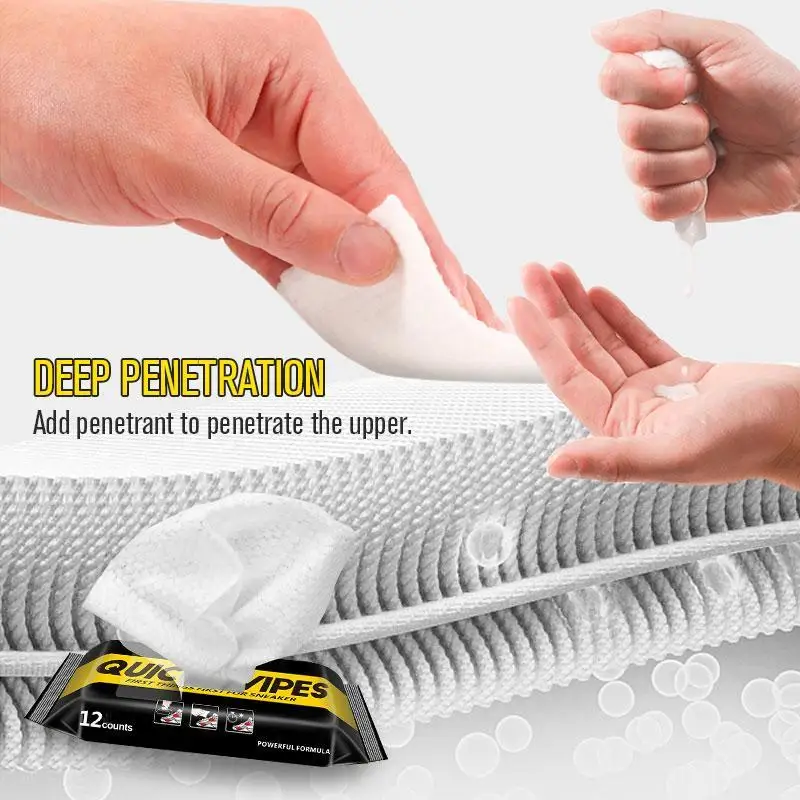 Одноразовые влажные салфетки для обуви чистящие 12 шт. портативный белый материал