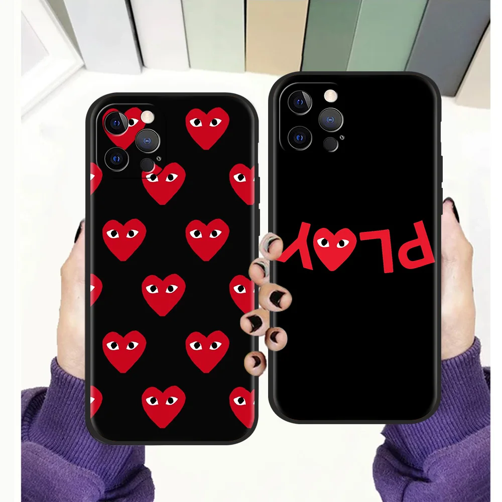 

Fashion Street Brand PLAY DeSign-CDG Phone Case for iPhone 12 13 Pro Max XR X XS Max 11 Pro Max 7 8 Plus SE2020 Soft Cover Funda