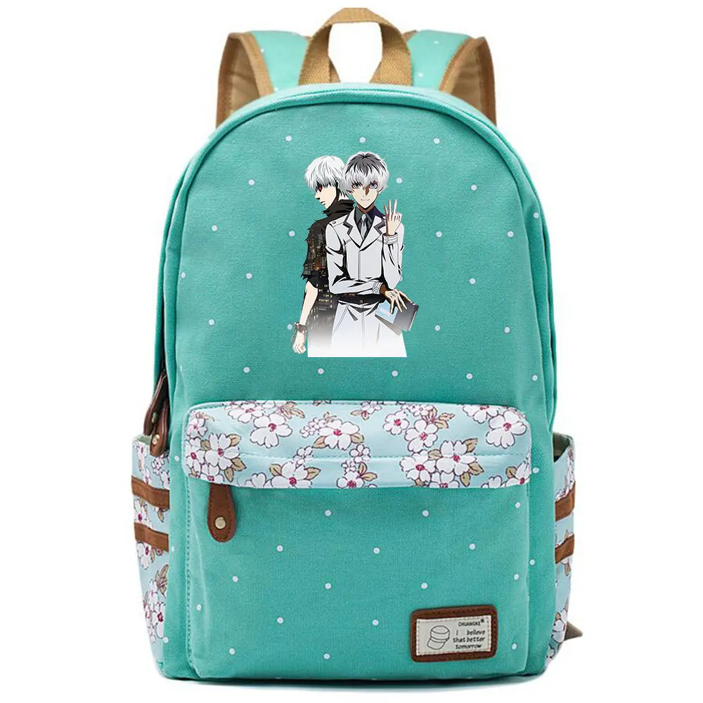 Токийский Гуль канеки Кен Аниме Сумка Рюкзак цветочный точечный Цветочный