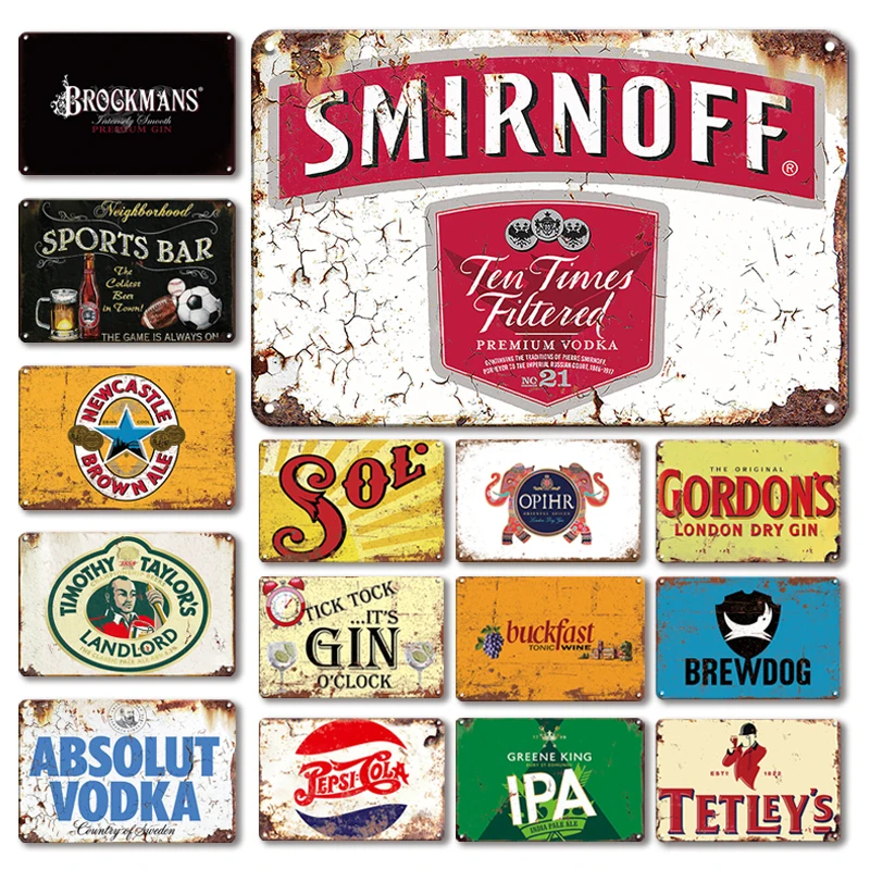 Жестяной знак с британской водкой винтажный декор для пляжа бара паба
