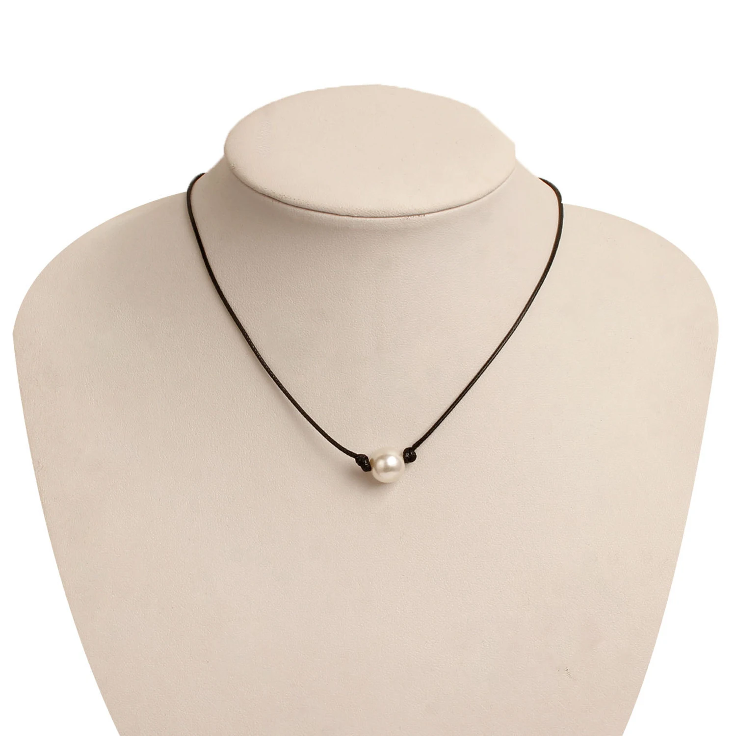 

Simple Leather Rope Chain Pearl Necklaces For Women Girls Elegant Pearl Pendant Choker Necklace Daily Party Fashion Jewelry