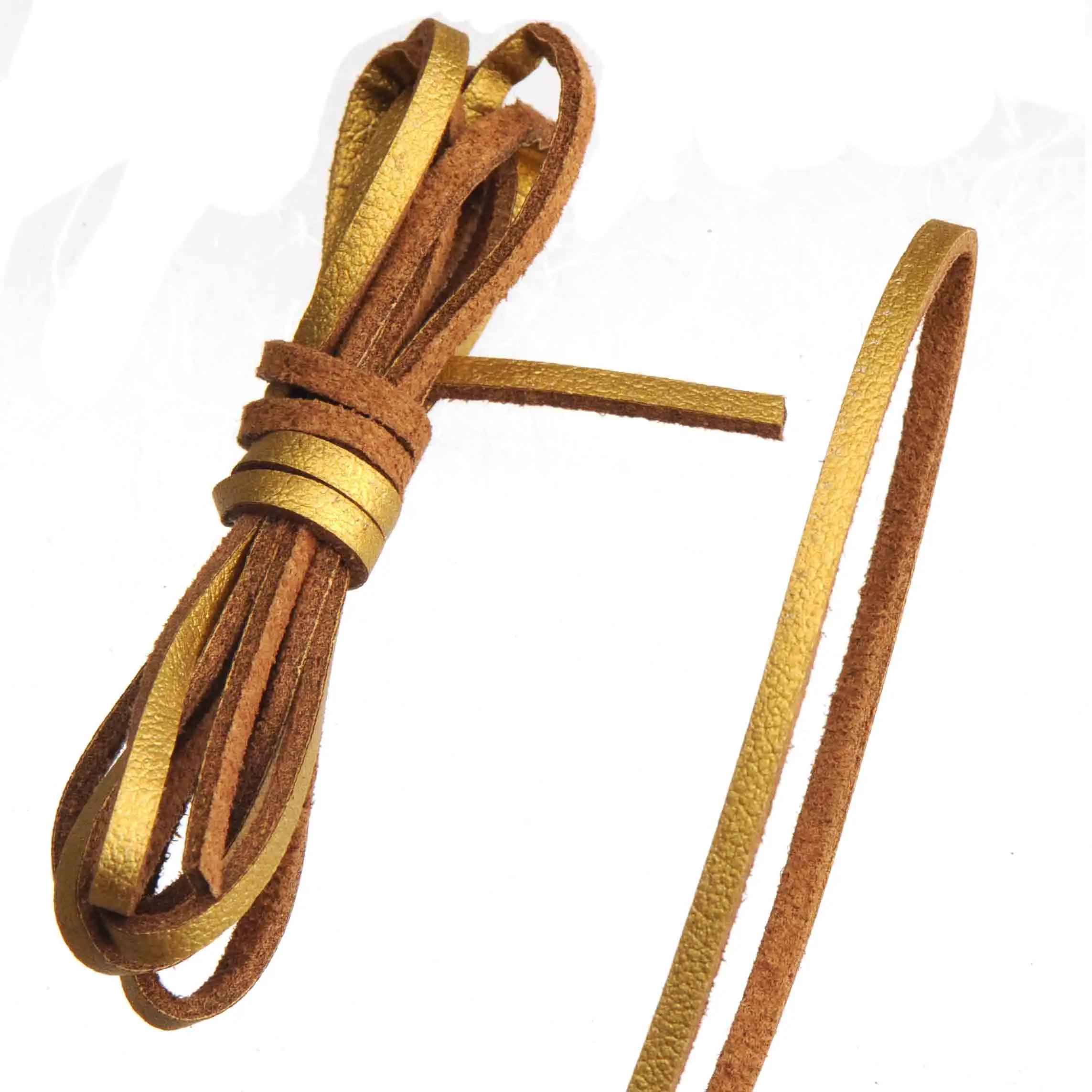 

Gold Cords Ropes Bangles Hand Made Finding For DIY Imitate PU Leather Flat 3mm Narrow Single Velvet Jewelry Components 30m/bag