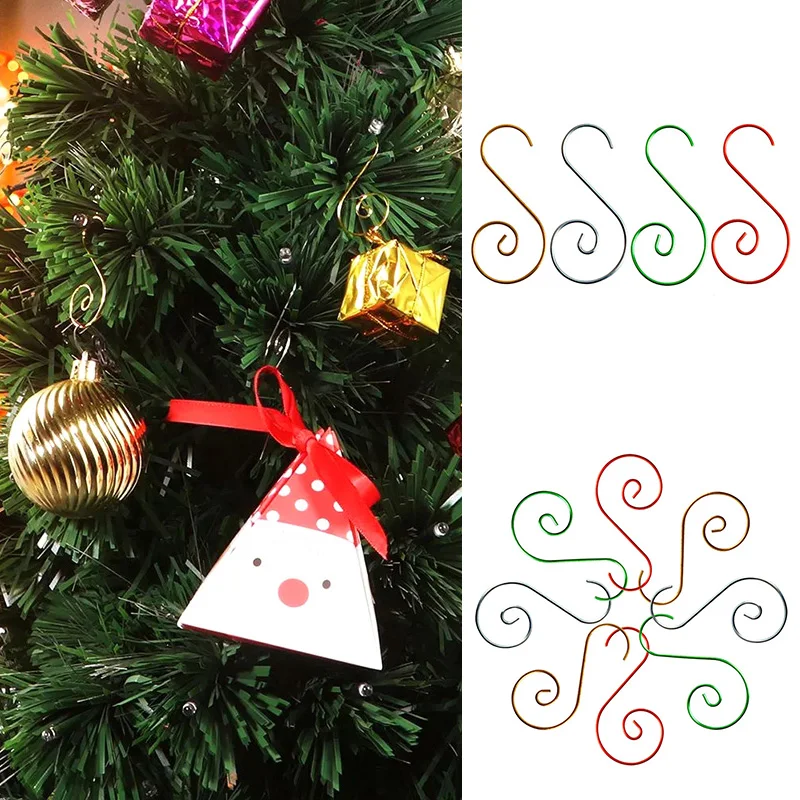

20Pc S-Shaped Christmas Hook DIY Christmas Tree Pendant Four Colors Hanging Doll Hook New Year Festival Decoration Accessories