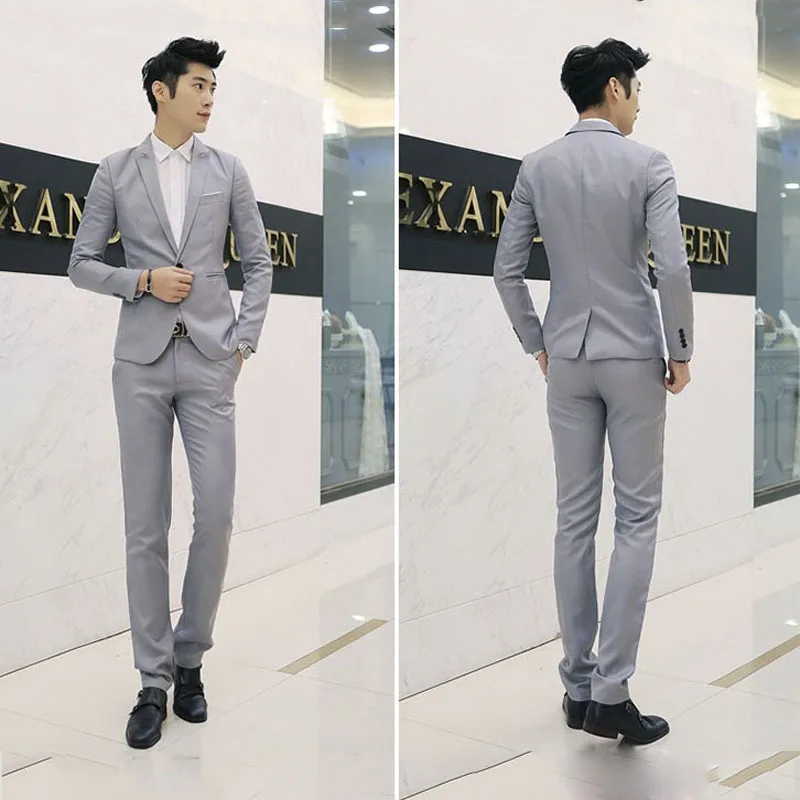 Мужская мода Slim Fit, на одной пуговице, повседневный костюм, жакет сплошной Цвет хлопковый пиджак Свадебные Бизнес куртка Размеры м до 3XL