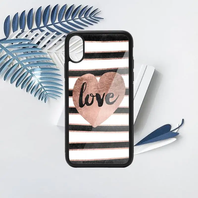 

Gold Rose Love heart bling fashion Phone Case PC for iPhone 11 12 pro XS MAX 8 7 6 6S Plus X 5S SE 2020 XR Anti-fall cover
