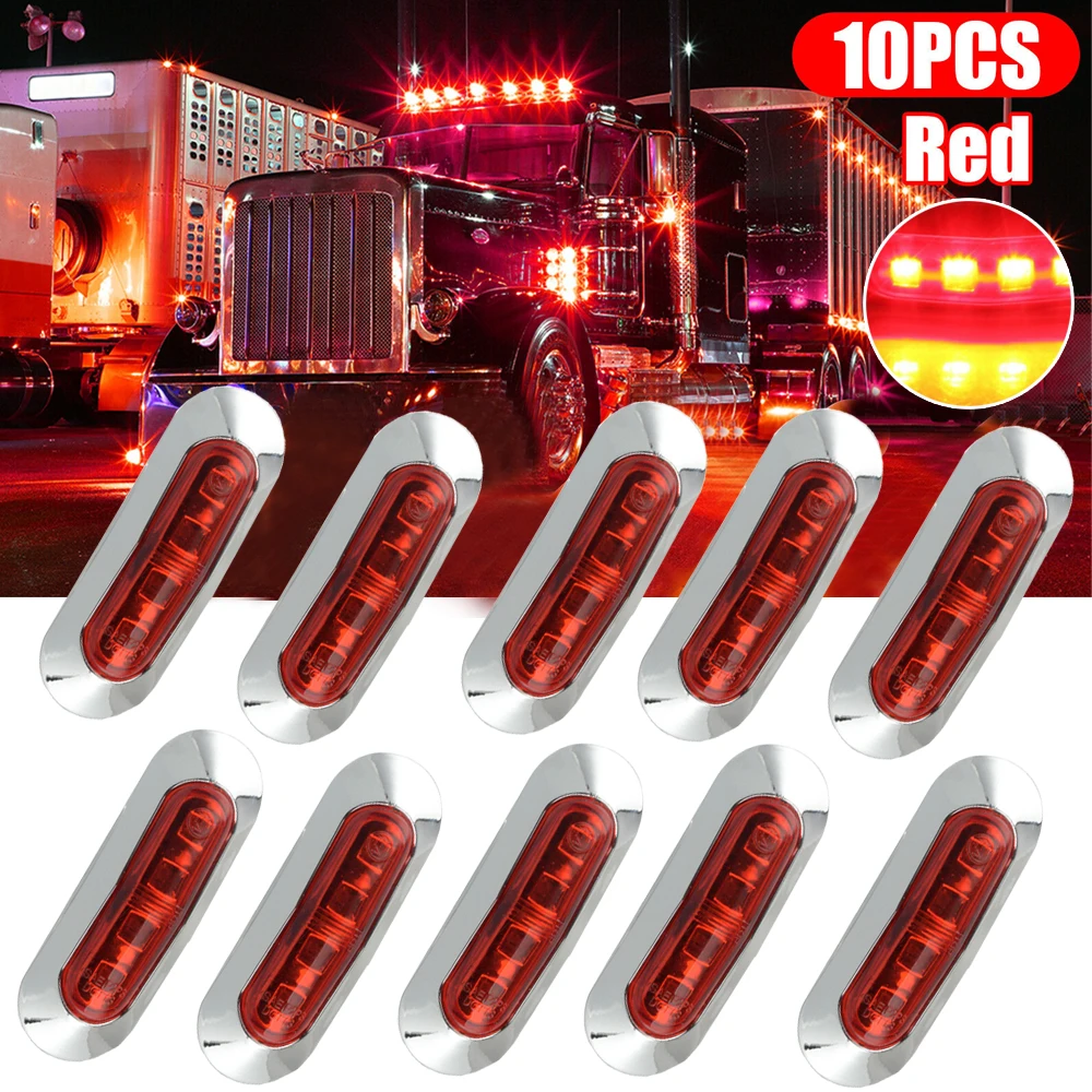 

10x Waterproof 4 LED Side Mark Lamp Clearance Indicator Light for Car Truck Trailer Lorry 12V-24V Warning Light Red Accessories