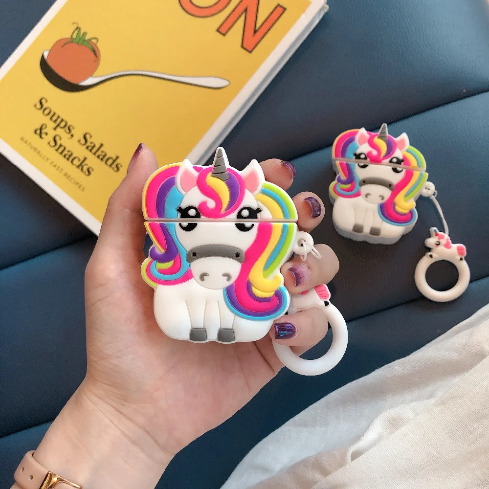 Чехол с единорогом для Airpod, чехол для наушников, чехол для Airpods 2 для Apple Air Pods, зарядные ящики