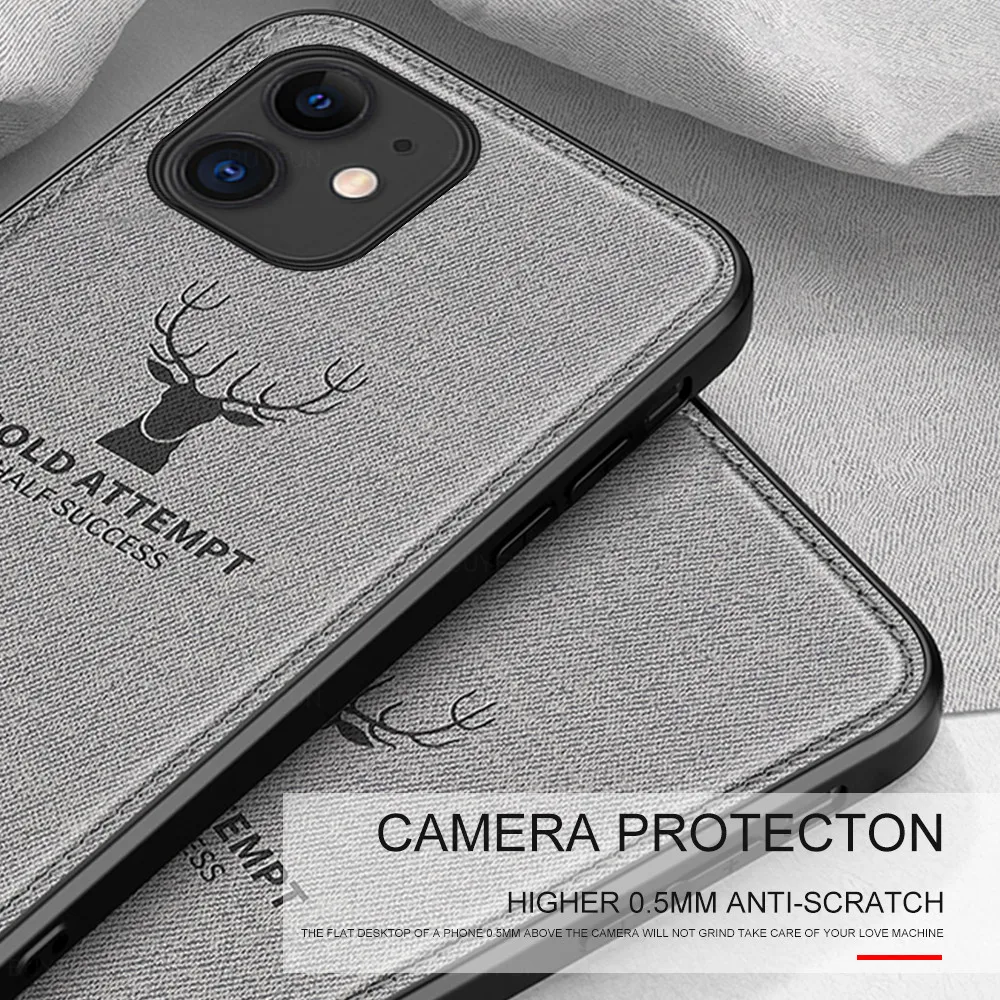 luxury retro deer cloth texture phone case on for iphone 12 iphone12 mini pro max ultra thin soft tpu fabric cover leather cases free global shipping