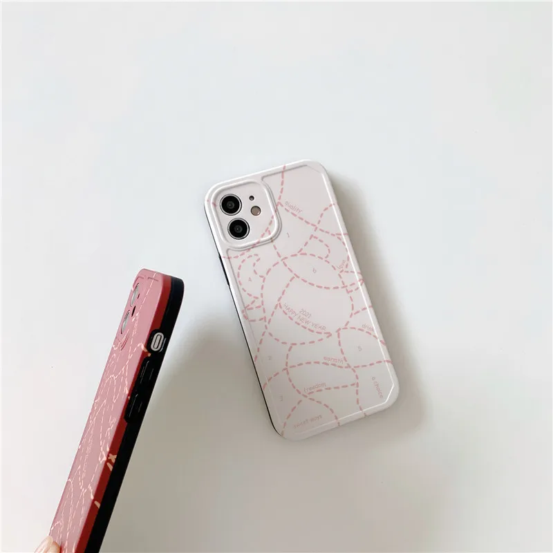 

New year Line Cows Couples Phone Case For iphone 12 Mini 11 Pro Max XR X XS Max 7 8 plus Cover Pattern Soft Silicone Back Cases