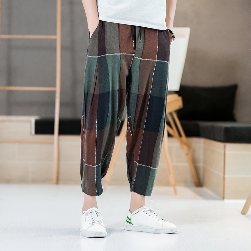 Мужские шаровары в стиле Харадзюку летние хлопковые штаны для бега винтажные