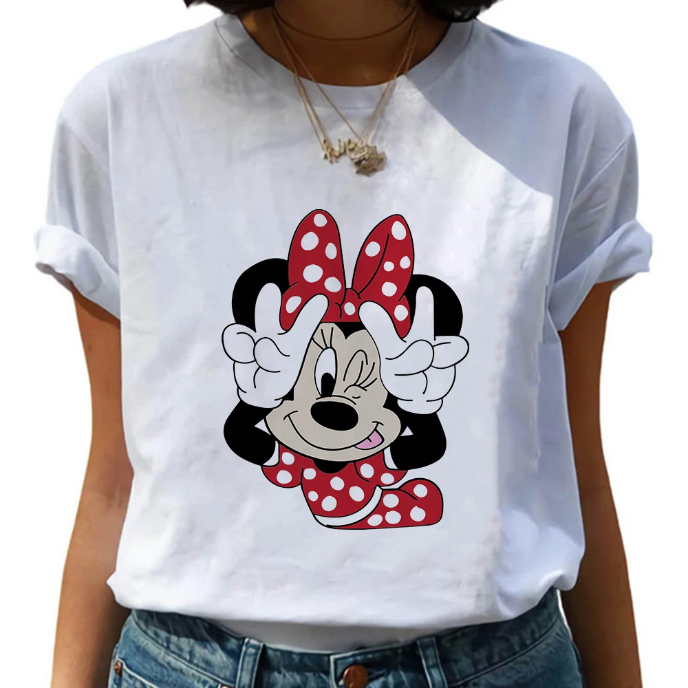 Белая Базовая футболка с изображением Микки Мауса из Диснея женские летние новые