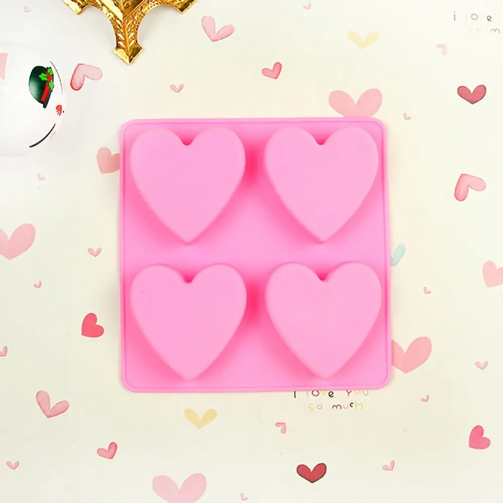 3D 4 отверстия любящее сердце Форма силиконовая форма для льда Fondant (сахарная) торт