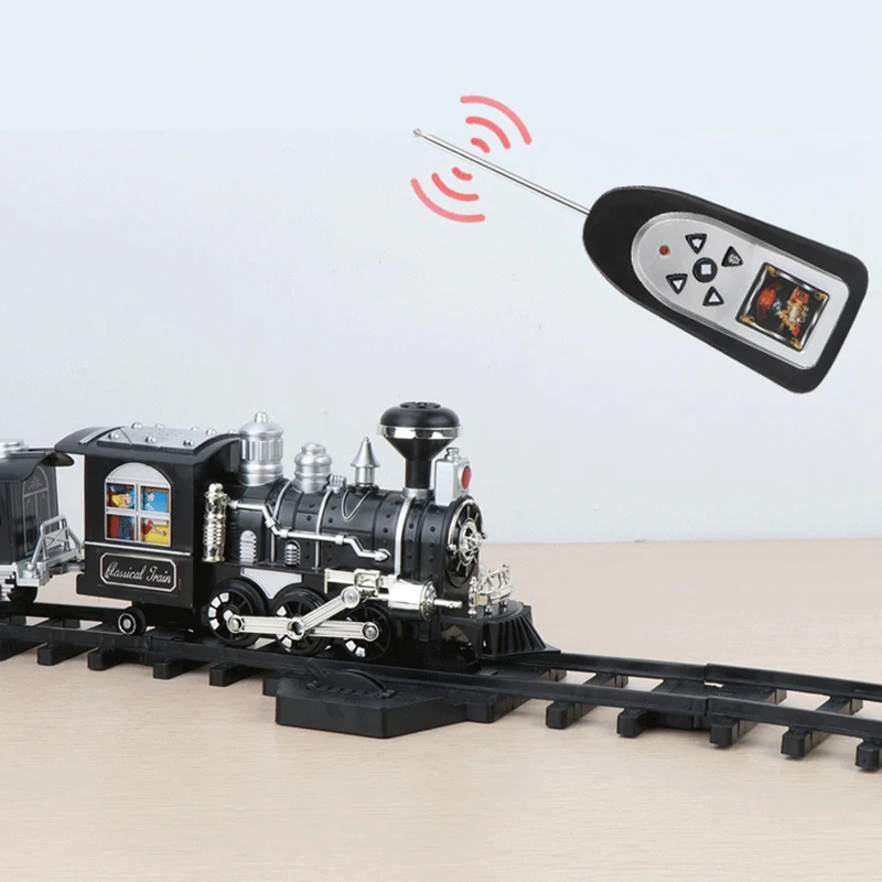 

Kids Remote Control Train Set with Smoke Sound and Light RC Train Toy Under Christmas Tree Gifts for Boys and Girls