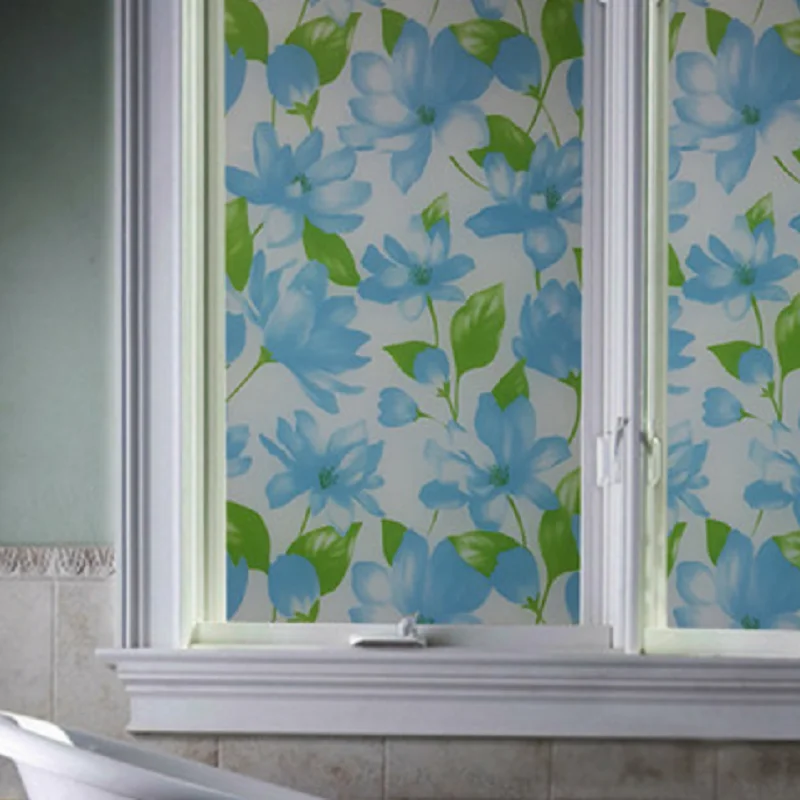 Стеклянная пленка Blue Flower из ПВХ съемная защита от непогоды многоразовая