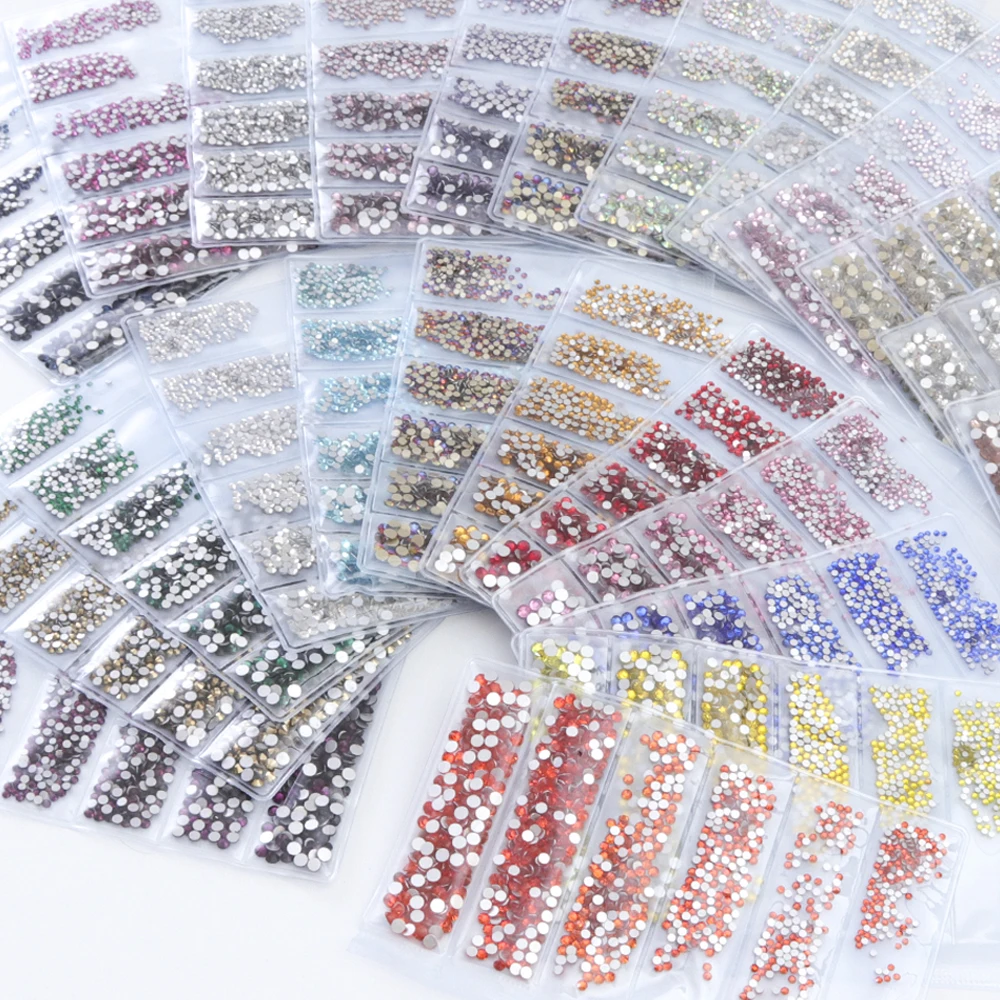 

1440pcs Mixed Flatback Glitter Rhinestone for Nail Glass Crystal Stone Non Hot Fix FlatBack Nail Art Decoration Charms Set CH702