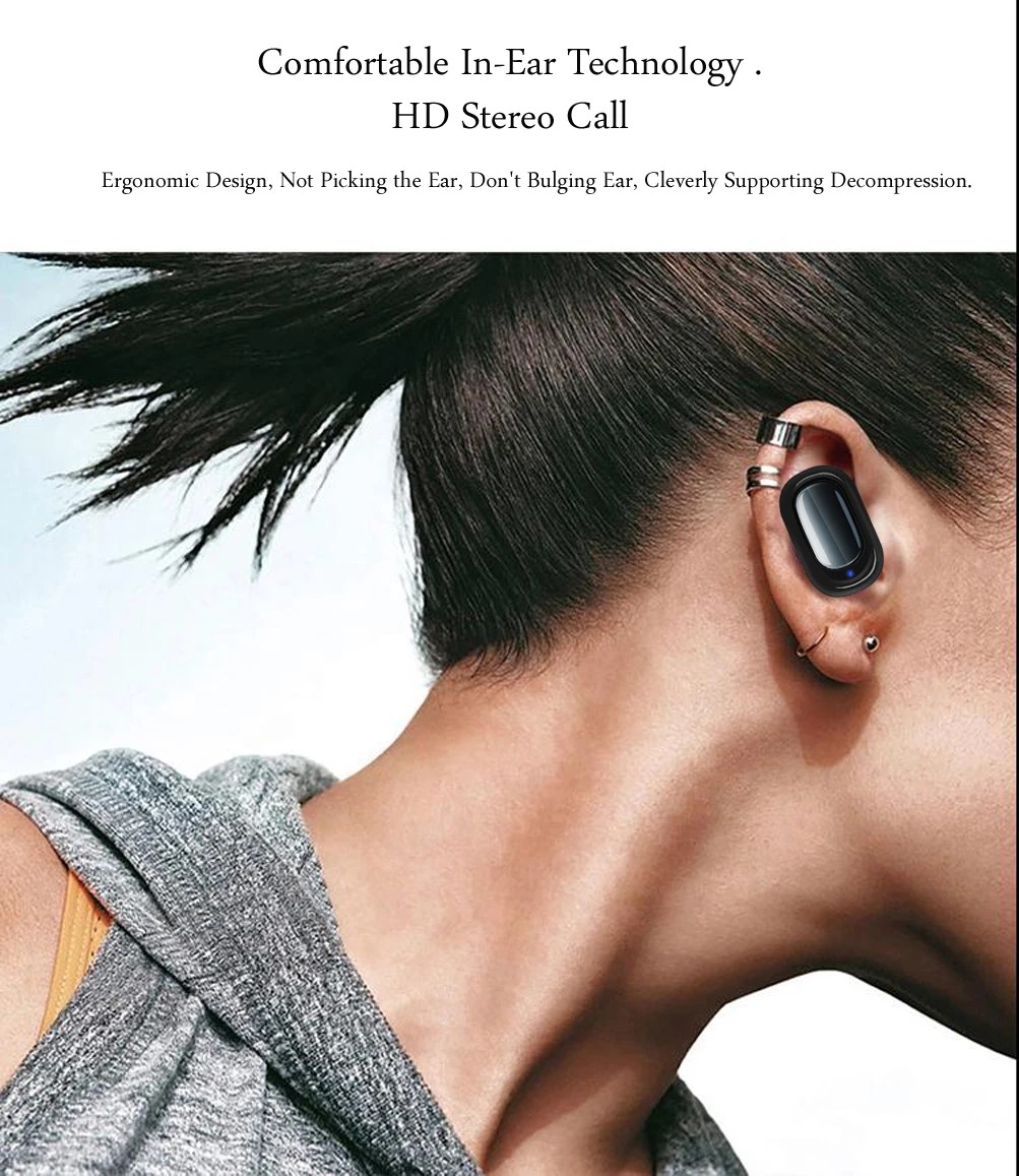 Беспроводные Bluetooth наушники MaPan HD Handsfree с физическим шумоподавлением вызов мини