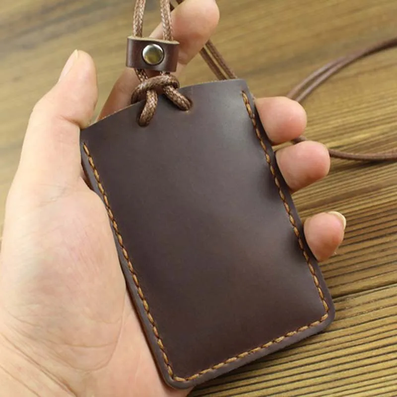 AETOO Genuine leather bus card holder primary school campus transportation card holder female hanging neck rice card holder tran
