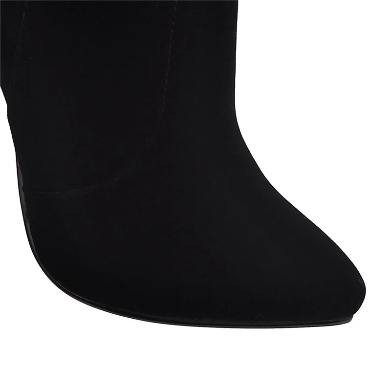 Женские сапоги с острым носком на молнии тонком высоком каблуке | Обувь