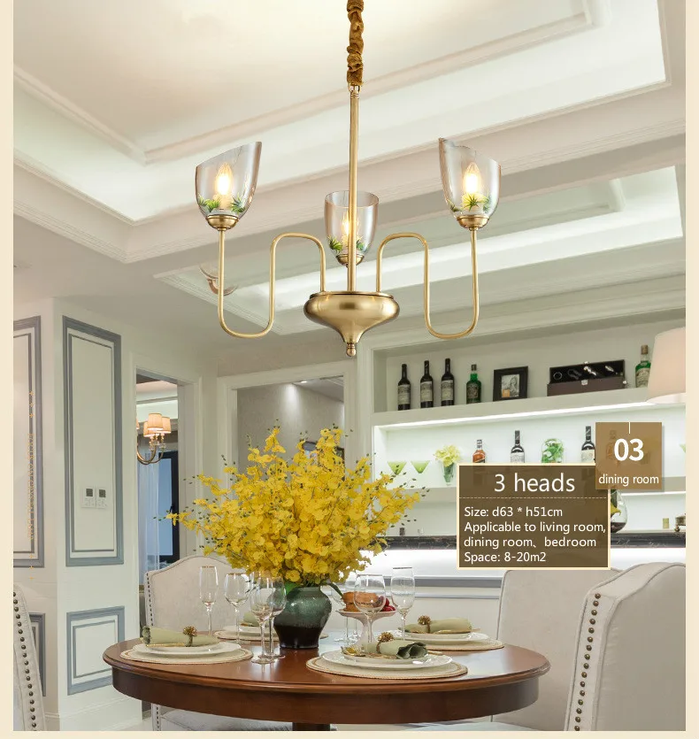

living room all copper lamp personalized restaurant creative bedroom modern simple LED light luxury Chandelier