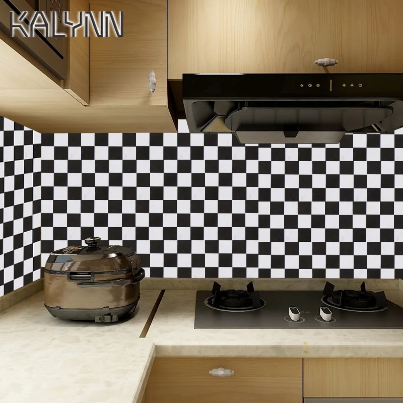 Черно-белые мозаичные самоклеящиеся обои 5 м x 60 см виниловая контактная бумага