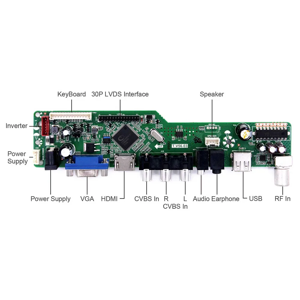 

New TV56 Monitor Board Kit for 15.6 inch N156B6-LOB Rev.C1/N156B6-LOB Rev.C2 TV+HDMI+VGA+AV+USB LCD LED screen Controller Driver