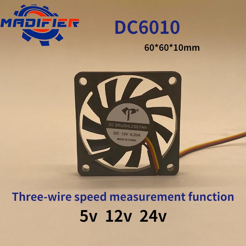 

Dc6010 Three-Wire Speed Measuring CPU Chassis Cabinet Cooling Fan 12V 24V Oil Bearing Mute Industrial Fan