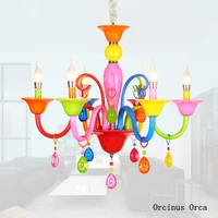 cartoon creative colored crystal chandelier girls bedroom childrens room princess room lamp european style led glass chandelier